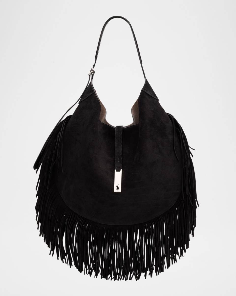 Polo ID Large Fringe Suede Shoulder Bag